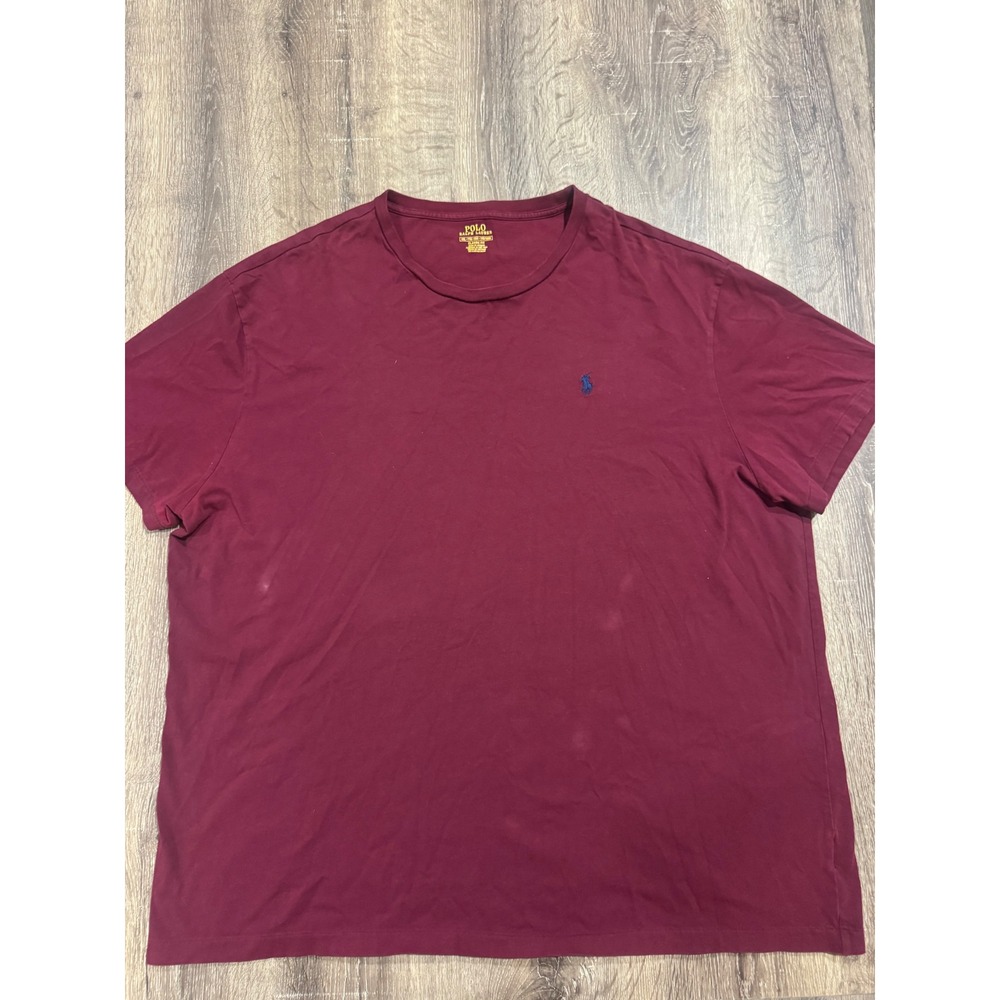 Polo Ralph Lauren Mens XXL Classic Fit T-Shirt Burgundy Maroon Blue Pony Logo
